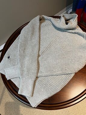 Polo Ralph Lauren Chunky Knit Struct Mock Neck Sweater – Oatmeal Grey